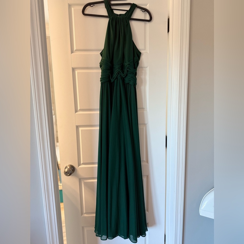 David's Bridal Forest Green Maxi Dress